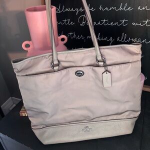 Coach Beige leather and nylon Tote Bag